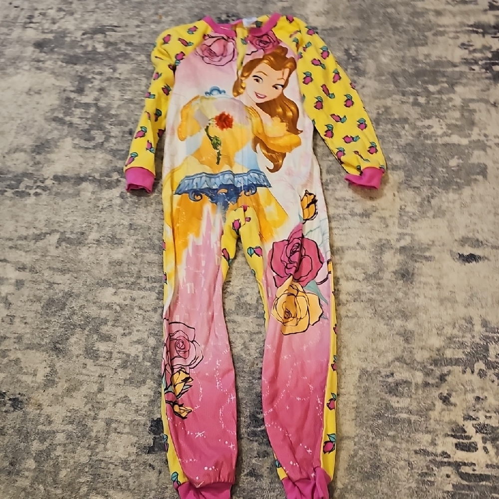 Disney Belle Kids One Piece Footie - Pink and Yellow
